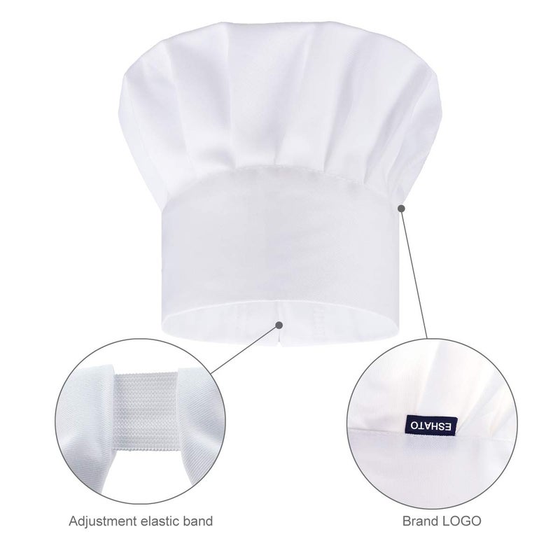 ESHATO Kids Chef Hat, Poly-Cotton Kitchen Cooking Cap for Children White - Image 3